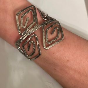 hammered silver adjustable cuff bracelet